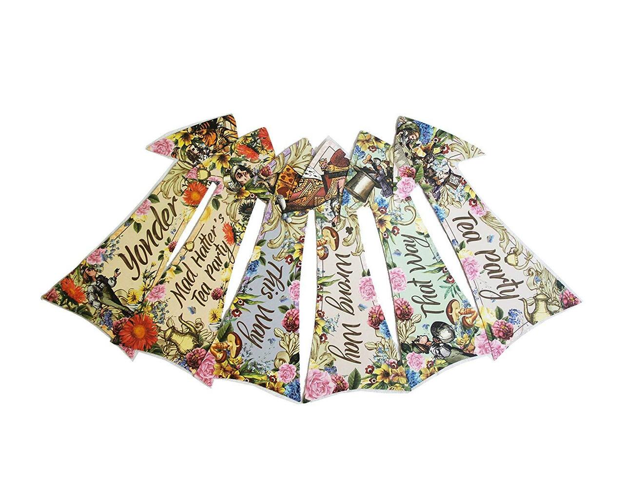 Alice in Wonderland Party Vintage Style Arrow Signs/Mad Hatters Tea Party Props Pack of 12 Signs