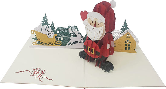 Santa & Reindeer Christmas 3D Pop Up Card Christmas Card
