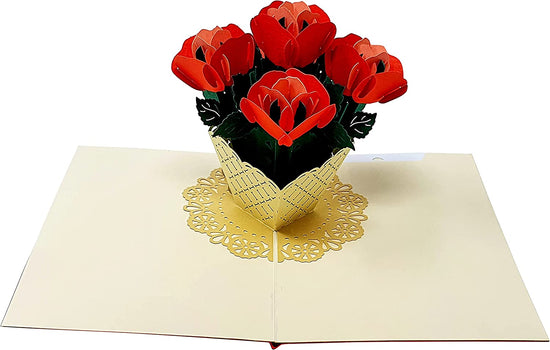 Red Roses 3D Pop Up Card