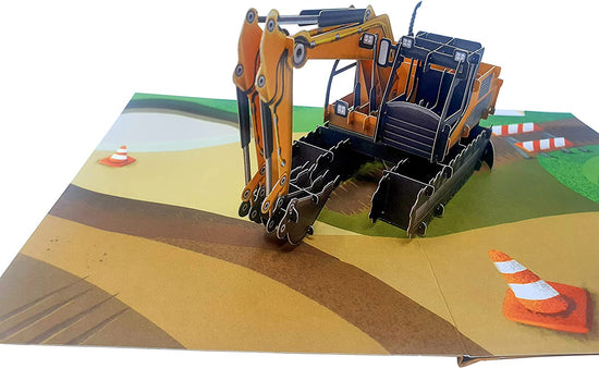 Builder Digger Excavator 3D Pop Up Card