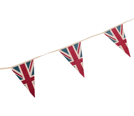 Vintage British Union Jack Textile Flag Cloth Fabric Bunting Retro Banner UK (5 m)