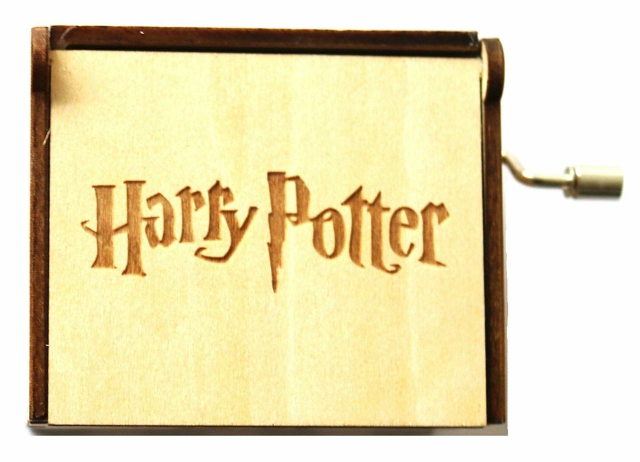Harry Potter Theamed Music Box Plays The Harry Potter Theme Song Made from Wood With House Badges