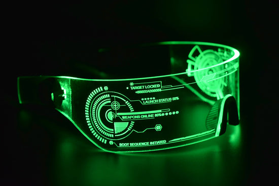 Load image into Gallery viewer, Cyberpunk LED Tron Visor Glasses - Cosplay V2 - CyberGoth - Cyberpunk Glasses Goggles
