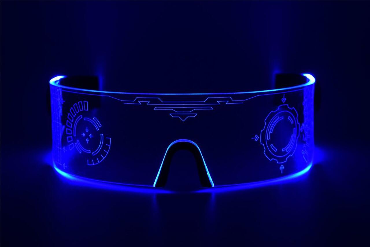 Lunettes à Visière LED Cyberpunk – Pour Cosplay, Festivals, Déguisement – Design Futuriste, Confortables – Piles CR2032 Non Incluses - 4