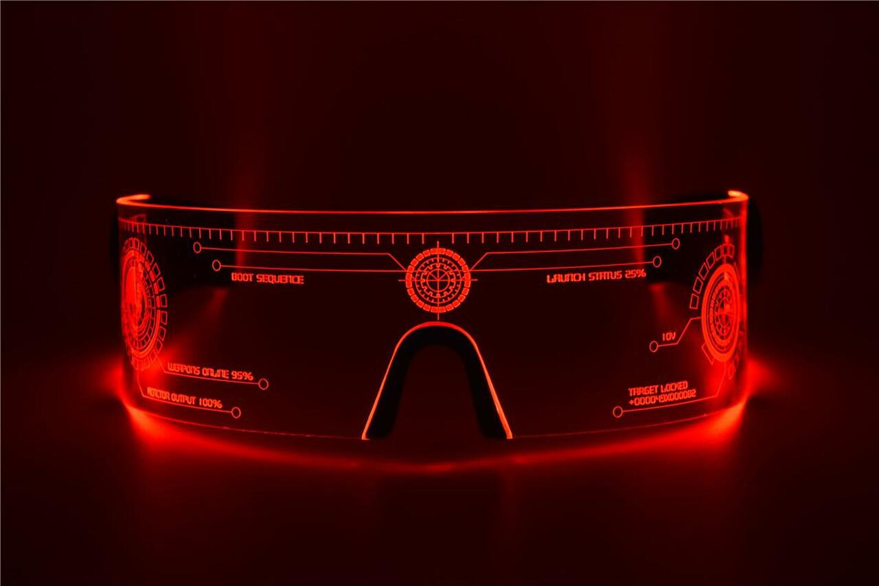 Load image into Gallery viewer, Cyberpunk LED Tron Visor Glasses - Perfect For Cosplay and Festivals - Cybergoth - Cyberpunk Glasses Goggles HTC03
