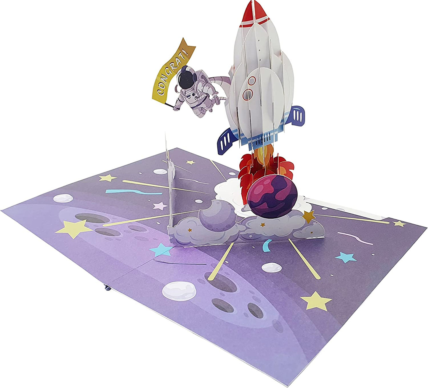 Load image into Gallery viewer, Space Rocket 3D Pop Up Card
