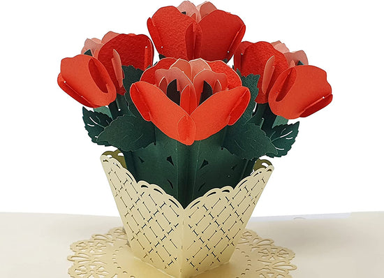 Load image into Gallery viewer, Red Roses 3D Pop Up Card
