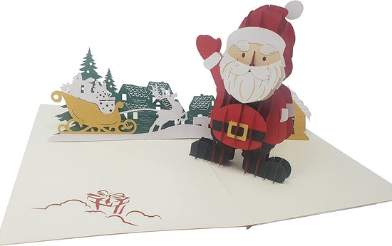 Santa & Reindeer Christmas 3D Pop Up Card Christmas Card