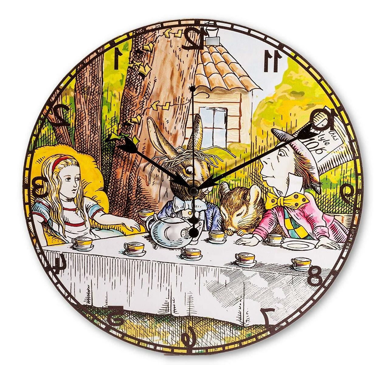 Alice in Wonderland Backwards Hanging Wall Clock