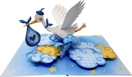 Load image into Gallery viewer, New Baby Blue Crane 3D Pop Up Card
