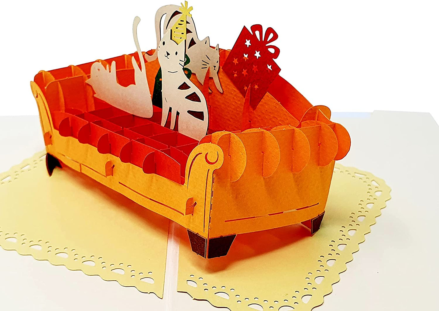Load image into Gallery viewer, Cats On The Couch 3D Pop Up Card

