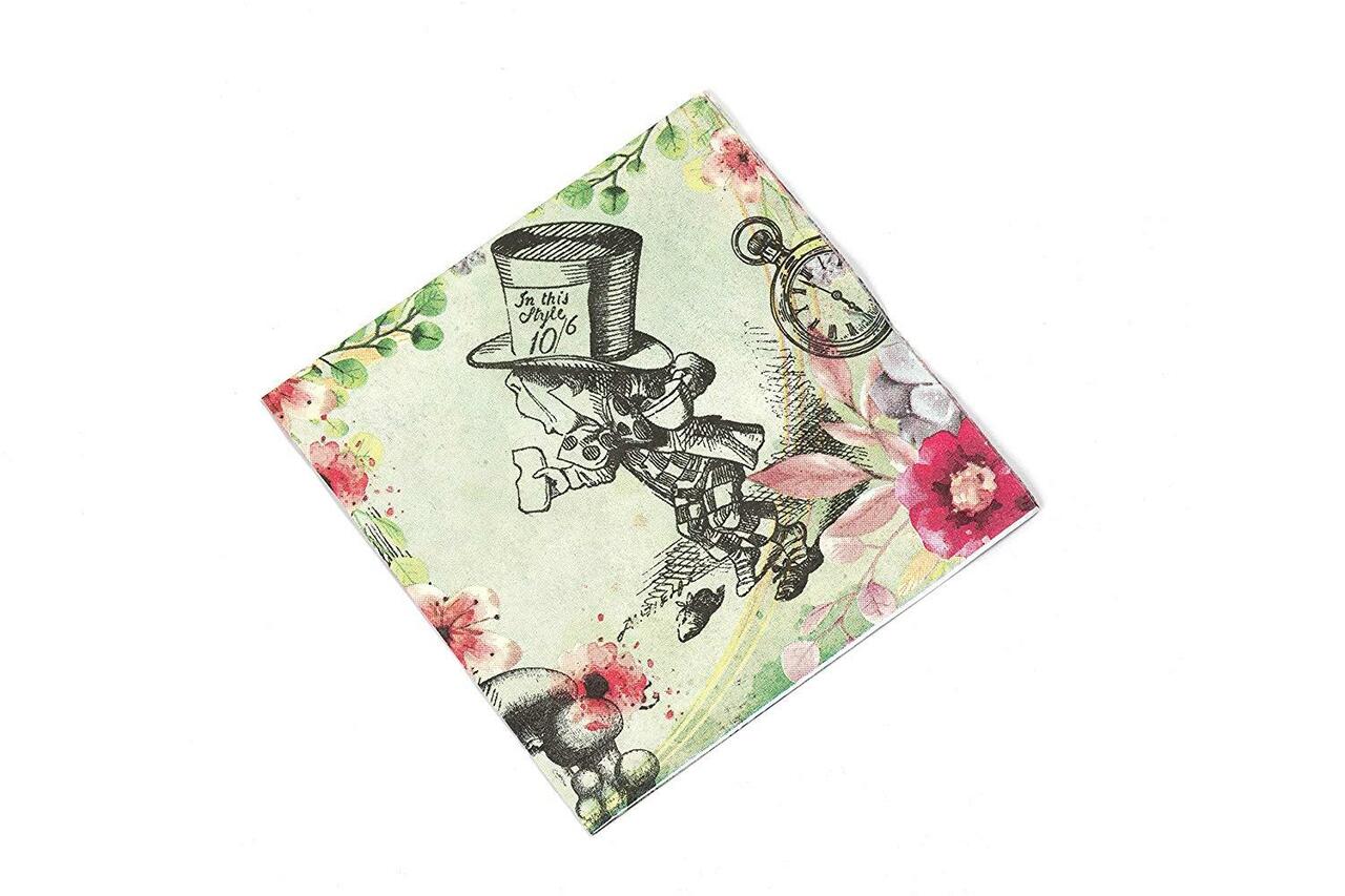 Load image into Gallery viewer, Alice in Wonderland Party Supplies - Huge 40 Napkins Pack - Vintage Floral Design - Perfect for Mad Hatter Tea Party, Birthday Party and Baby Showers
