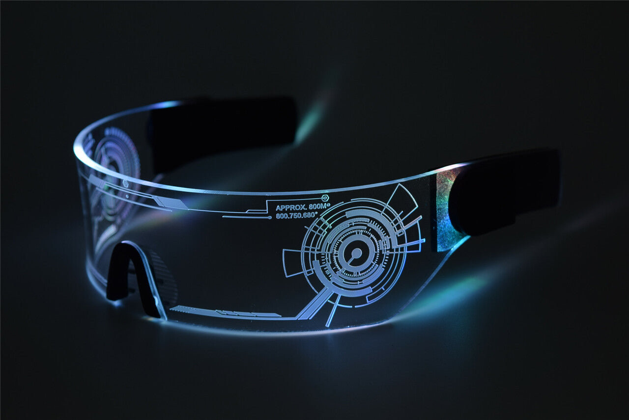 Load image into Gallery viewer, Cyberpunk LED Tron Visor Glasses - Cosplay V2 - CyberGoth - Cyberpunk Glasses Goggles
