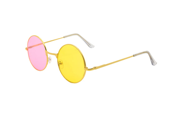 Load image into Gallery viewer, Spamton Pink &amp;amp; Yellow Round Circle Sunglasses Deltarune Cosplay Costume Glasses
