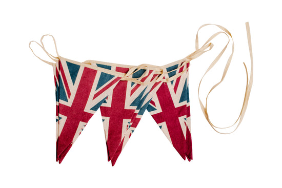 Vintage British Union Jack Textile Flag Cloth Fabric Bunting Retro Banner UK (5 m)
