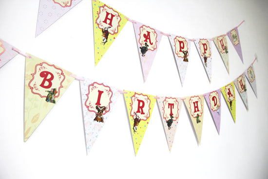 Load image into Gallery viewer, Alice in Wonderland Happy Birthday Banner
