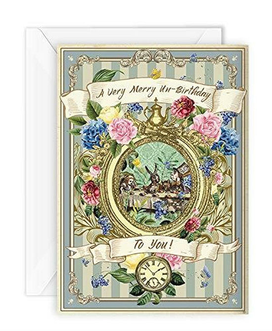 Alice in Wonderland Birthday Card Party Unbirthday Mad Hatter Tea Party Thank You