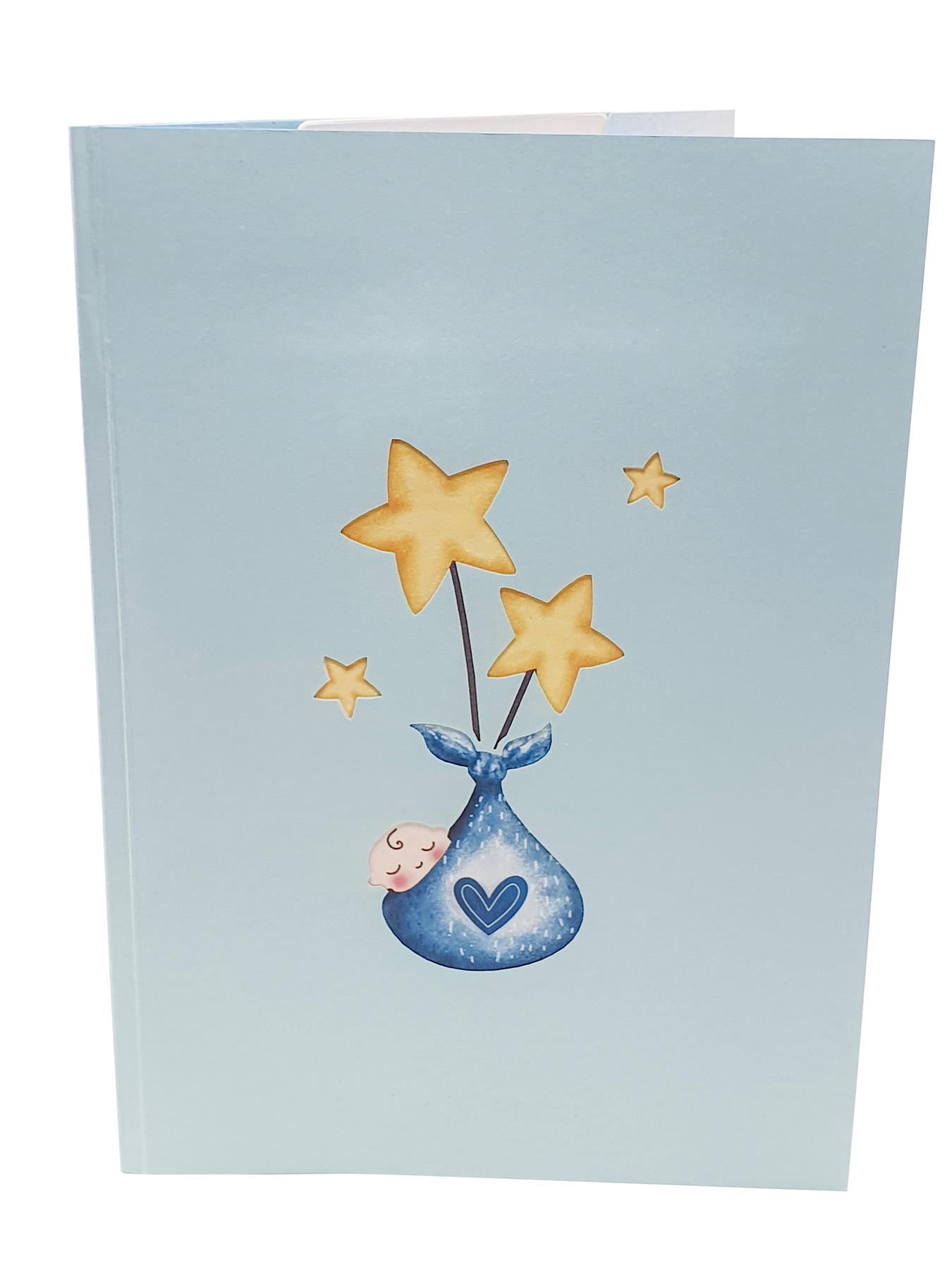 New Baby Blue Crane 3D Pop Up Card