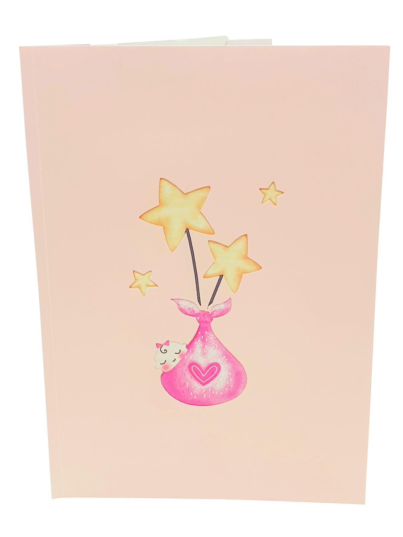 New Baby Pink Crane 3D Pop Up Card