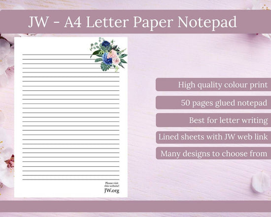 Load image into Gallery viewer, JW Letter Writing A4 Pad Stationery Paper Lined Gift Notepad Writing Sheets

