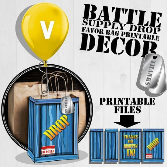 Battle Royale Birthday Party Favor Bag Cutouts, Loot Crate Favor Bag, Dog Tags. Gaming Party, Kids Party