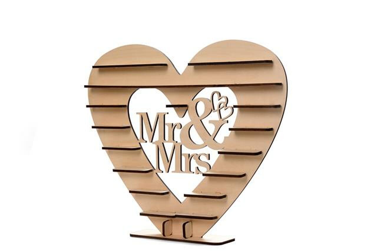 Load image into Gallery viewer, ASVP Shop &amp;quot;Mr &amp;amp; Mrs&amp;quot; Ferrero Rocher Heart Display Stand Centerpiece Perfect for Parties, Weddings &amp;amp; Candy Bars
